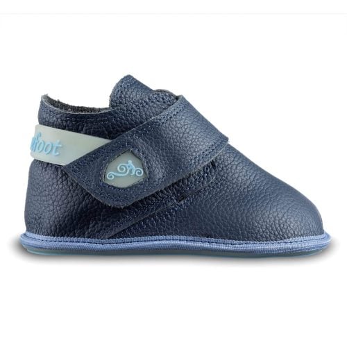 Боси бебешки обувки за прохождане - BALOO NAVY BLUE, боси обувки за прохождане , бебешки боси обувки от естествена кожа. Гъвкави обувки за прохождане.
