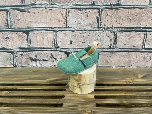 Боси пантофи - Pegres Green - Нови боси пантофи, изработени от топла овча вълна и естествена кожа. Зоната зад петата също е изработена от БИО кожа.