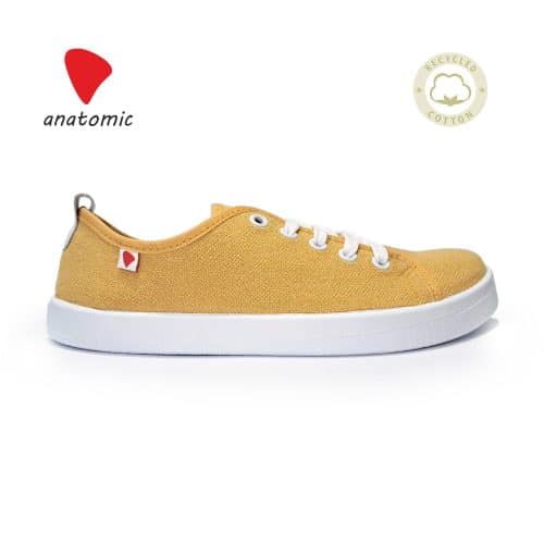Anatomic Starter Eco - Yellow AE04. Минималистични обувки, изградени върху 6 мм здрава термопластична гумена подметка. Горна част от рециклиран текстил.