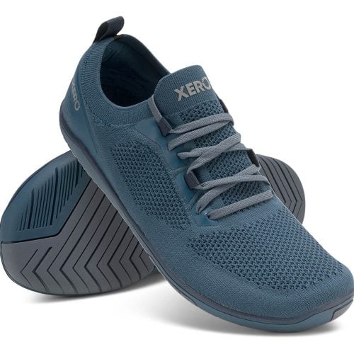 Xero Shoes Nexus Knit Orion Blue е лека и гъвкава боса обувка за ежедневно носене.Обувките са изработени от дишаща веган плетена мрежеста материя.