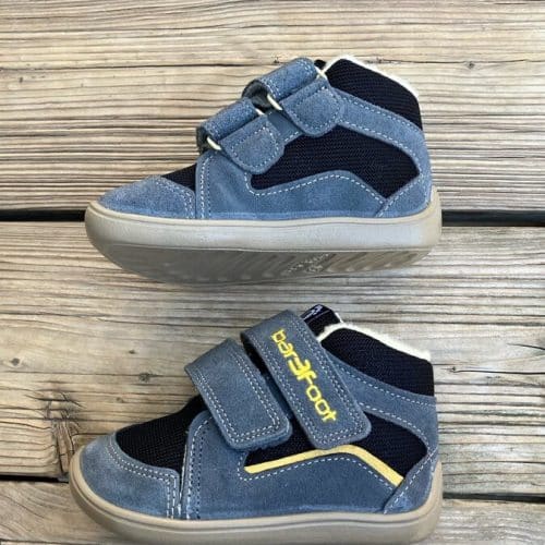 Боси боти 3F ELF - Зимни Сиви.Изолирани високи обувки от велурена кожа и водоотблъскваща материя на полската марка Bar3foot.