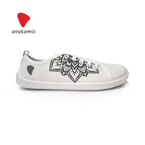 Боси обувки Anatomic Natural White Flower са създадени като боси обувки като се има предвид формата на крака. Боси кецове, текстилни боси обувки.