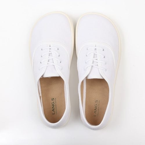 Lang.S - REED White. Боси обувки от текстил. Обувките могат да се носят директно на бос крак, направени са от 100 % органичен памук.