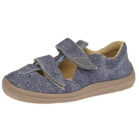 Материал от кожа с текстил. Beda Denis BF0001/SD/W. Напълно гъвкава подметка във всички посоки. Сандали за широки крачета. Боси детски сандали Beda.