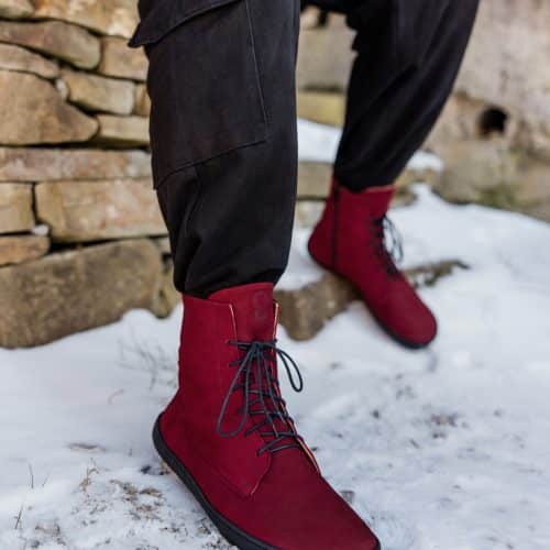 Боси ботуши Shapen с естествена вълна в цвят бордо