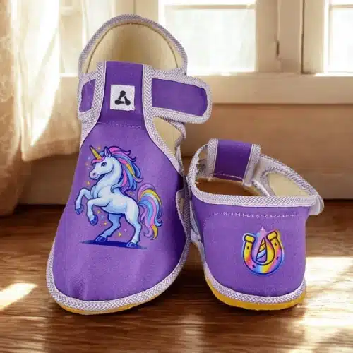 Боси детски пантофи Antal - Rascal, с апликация еднорог