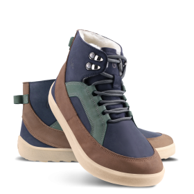 Зимни боси обувки за възрастни в тъмно син цвят и кафяво