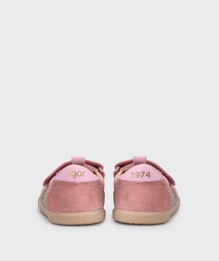 Велурени обувки IGOR - Berlin Rosa - боси сникърси в розово