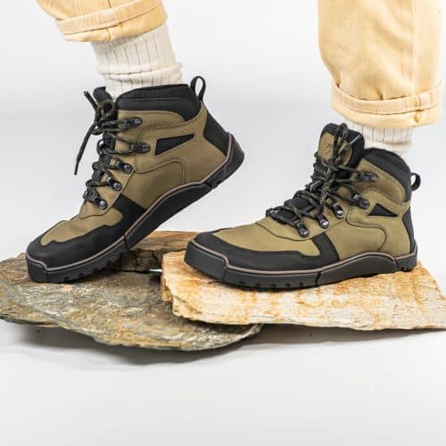 Туристически боси обувки Magical Shoes. Боси трейл ботуши в цвят каки.