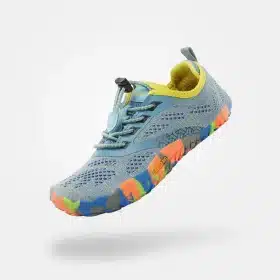 Детски боси обувки Saguaro - Smart I в небесно син цвят с готина шарена подметка