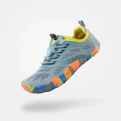 Детски боси обувки Saguaro - Smart I в небесно син цвят с готина шарена подметка