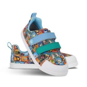 Детски боси обувки от текстил - Be Lenka Canvi с принт на комикси.