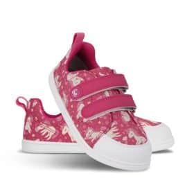 Детски боси обувки от текстил - Be Lenka Canvi с принт на еднорози.