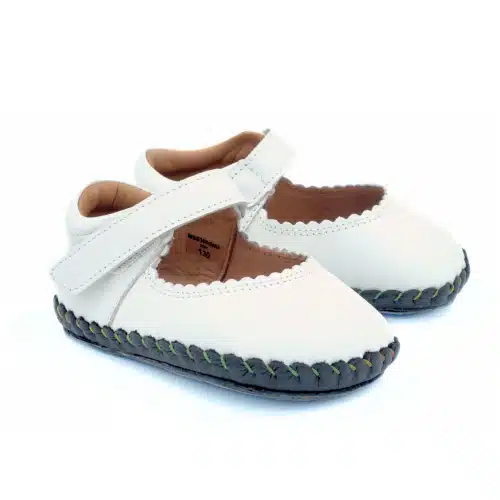 Боси балеринки за специални поводи - кръщене, рожден ден. Обувки за принцеси Minimus - Dove White.