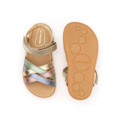 Детски боси сандали Tip Toey Joey - Criss Cross с цветни металически елементи.