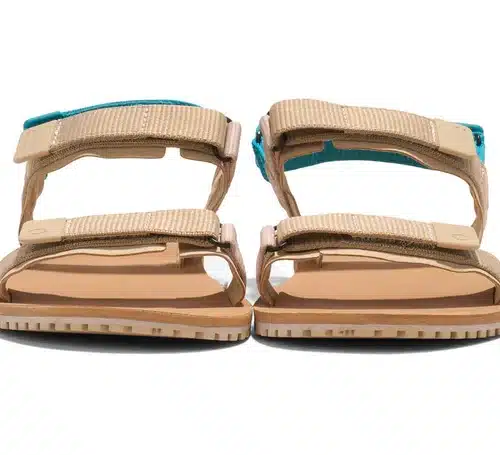 Дамски спортни боси сандали Xero Shoes - D-Trail в кремаво и синьо.