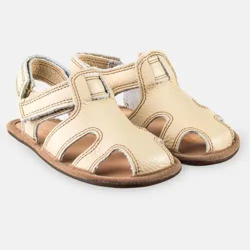 Детски кожени сандали от естествена кожа Magical Shoes - Janu 2.0 в неутрален цвят Cream.