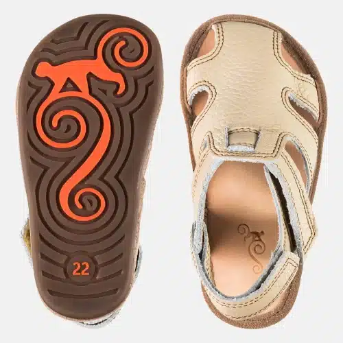 Детски кожени сандали от естествена кожа Magical Shoes - Janu 2.0 в неутрален цвят Cream.
