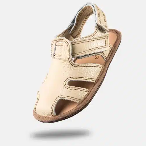 Детски кожени сандали от естествена кожа Magical Shoes - Janu 2.0 в неутрален цвят Cream.
