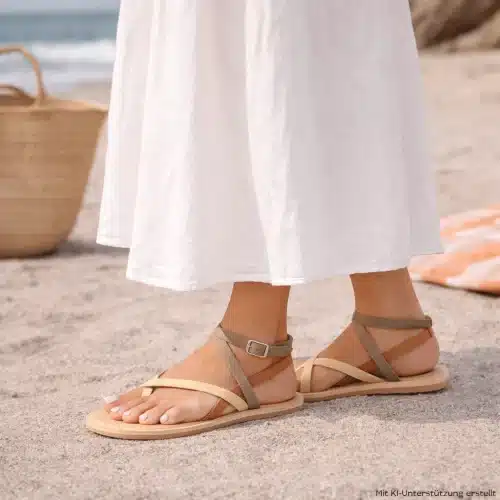 Дамски кожени сандали bLifestyle - sonnenkussSTYLE в разцветка Taupe.