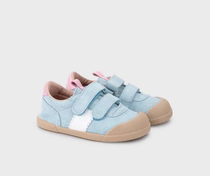 Детски велурени боси обувки с предпазен борд IGOR - Berlin Celeste.
